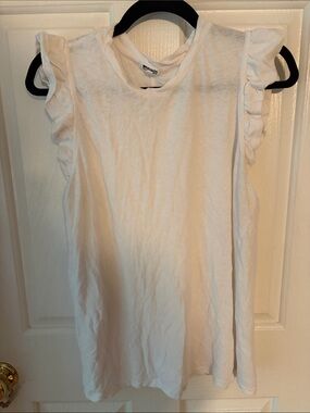 LAmade White Ruffle Sleeve Tank Top -L